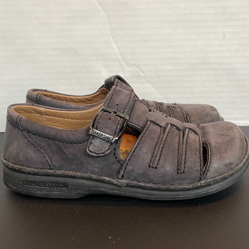 Birkenstock Blue Leather Fisherman Sandals Comfort Shoes Size 38 - Main Image